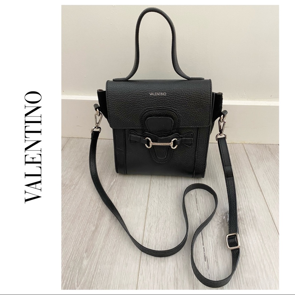 ‼️SOLD‼️Valentino Black Leather Boxy Crossbody Handbag